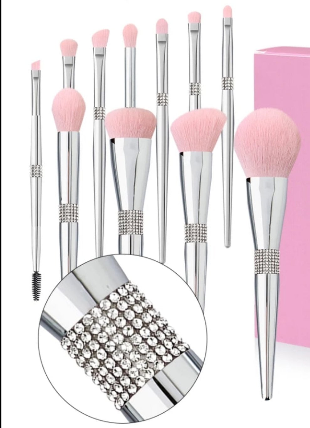 Luxury Silver Crystal Set of Brushes